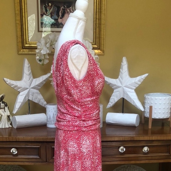 Dress Barn Red & White Floral Empire Waist Sleeveless Knee Length Midi Dress 10 - Picture 6 of 11